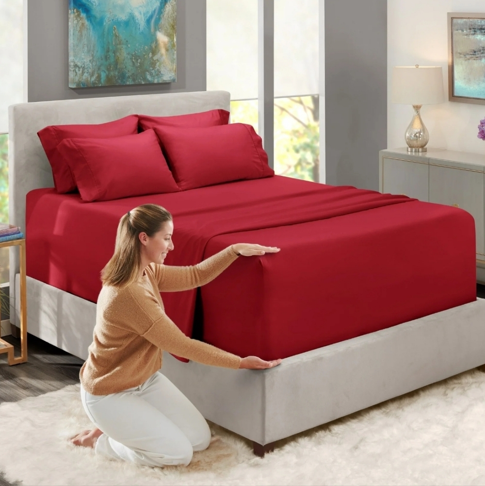 New Luxury Soft Microfiber Extra Deep Pocket 6 Piece Bed Sheets Set